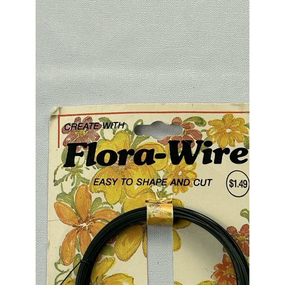 Vintage Flora-Wire 50‎ Ft Green Floral Wire NOS Craft Supply Millinery